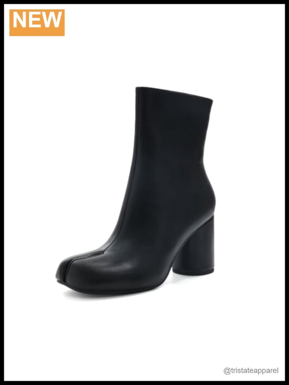 Women's Split Toe Ankle Boots Block Heel Side Zip Faux Leather